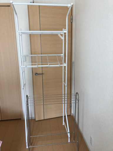 伸縮洗濯機上ラック、アルミタオルハンガーセット
