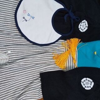 【size80】袴ロンパース&和柄よだれかけ