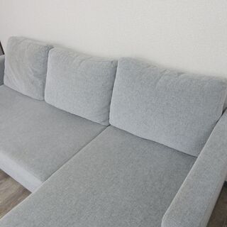 3/27 終 ニトリ 布張り カウチソファベッド ノアーク グレー 3人用 3P 収納あり 【欠品あり】 菊MZの画像