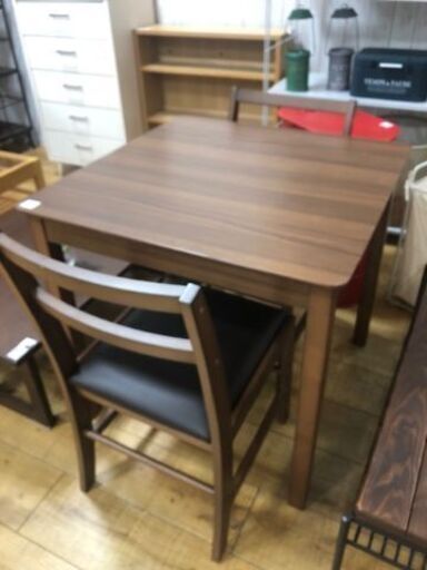 不二貿易　ダイニング3点セット　ブラウン×ブラック【トレファク南柏店】