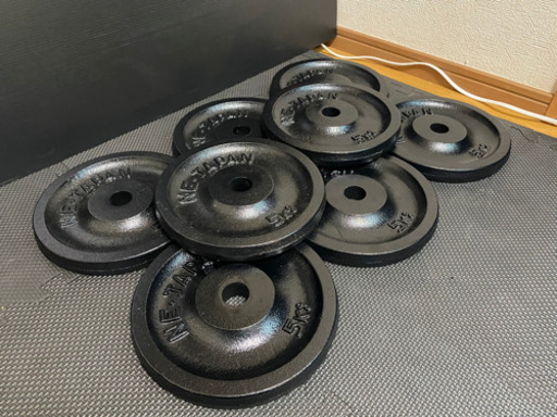 筋トレダンベル、バーベルプレート5キロ×8枚＝40キロ