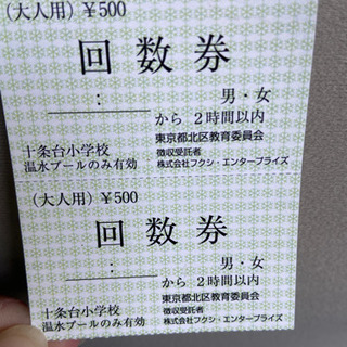 パノラマプール十条台回数券2枚