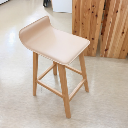 【値下げ】カウンターチェア☆ハイチェア☆ベージュ☆幅33×奥行40×高さ70(座面まで60)㎝☆中古品☆