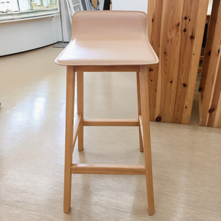 【値下げ】カウンターチェア☆ハイチェア☆ベージュ☆幅33×奥行40×高さ70(座面まで60)㎝☆中古品☆の画像