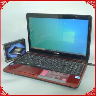 送料無料 新品SSD256GB 1台限定 ノートパソコン 中古良品 15.6型 Toshiba EX/56MRD Core i3 4GB DVDRW 無線 Windows10 LibreOffice レッド