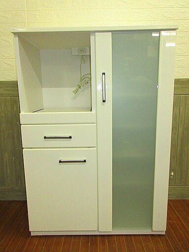 stp-0720　キッチンボード　ホワイト　幅80　スライドテーブル付き　レンジ台　レンジボード　キッチン収納　キッチンラック　食器棚　スライド台　キッチンカウンター　レンジラック　キッチン　炊飯器　白　ニトリ