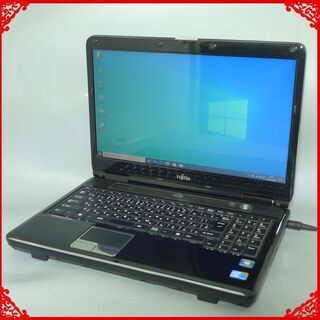 送料無料 ノートパソコン 中古良品 15.6型 富士通 NF/G50 Core i3 4GB HDD500GB DVDRW 無線 Windows10 テンキー付 LibreOffice ブラック