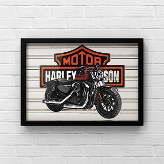 74  HARLEY-DAVIDSON ハーレーダビッドソンオマージュアートポスター(フレーム付き) の画像