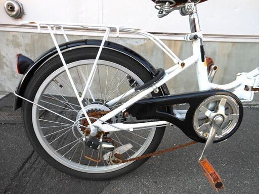 折りたたみ自転車 20インチ 6段変速 オートライト かご 鍵付き 折り畳み カゴ 苫小牧西店　