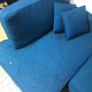 2人がけソファ　オットマン　クッション付きの画像