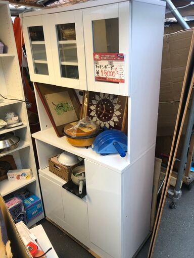 ☆中古 激安　キッチン棚　収納家具　ホワイト　レンジ入れ　インテリア　DC075￥13,000円！！