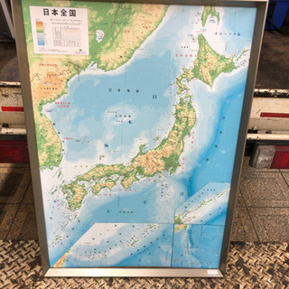 大阪発　引取可能　立体 日本地図*マップ*古地図　104×74額装 アルミ枠昭和レトロ*ビンテージ