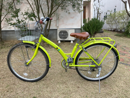 自転車　LEDオートライト ジュニアタイプ 24インチ 6段変速 カバー付き
