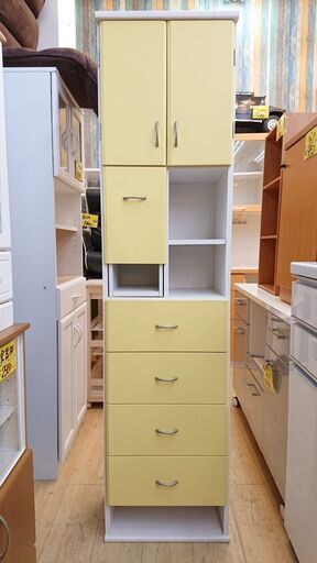 ★ サニタリークローゼット 450 ロータイプ マルチラック イエロー×ホワイト 45×32×180cm☆近隣配送無料 買取帝国 朝霞店