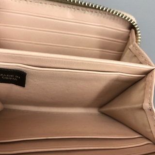 COACH コーチ オプティカルシグネチャー エルメスベージュレザー ラウンドファスナー コンパクト折財布 の画像