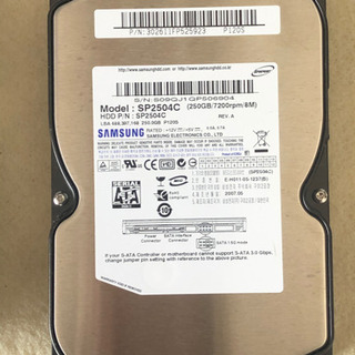（終了）S-ATA HDD 2台セット WD 1TB + SAMSUNG 250GBの画像