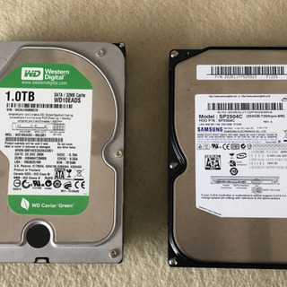 （終了）S-ATA HDD 2台セット WD 1TB + SAMSUNG 250GBの画像