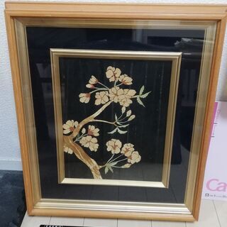 樺細工による桜の絵の額