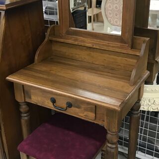 木製アンティークドレッサー スツール付き【ユーズドユーズ名古屋天白店】 J675
