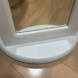 回転式　全身ミラー　姿見　ラック付き　ホワイトの画像