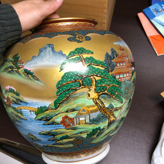 九谷焼壺　青と黄色の丸型陶器花瓶壺 山岸政山 九谷焼6.6号 花瓶 吉田屋牡丹 : 北山堂 - 通販 - Yahoo