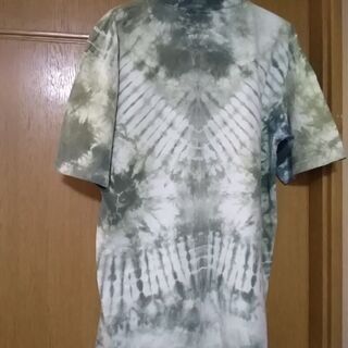 タイダイ染め(カゴ染め)男女兼用　グリーン　サイズL 身丈70x...