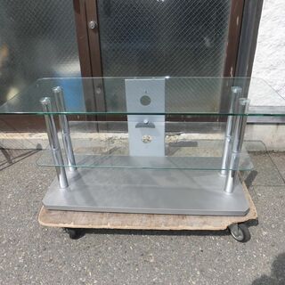 JM10591)TEMPERED GLASS テレビ台 強化ガラ...