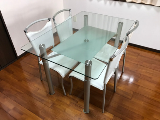 食卓ガラステーブル　椅子4脚セット