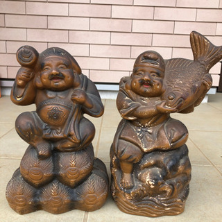 恵比寿、大黒の陶器の置物