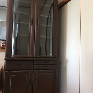 受付終了　無料 食器棚 横82cm 奥行き47 高さ80＋116...