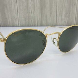 ss1590　中古　レイバン　サングラス　ブラック　ゴールド　ブランド眼鏡RayBan　黒　金縁　丸眼鏡　めがね　メンズ　レディース男性用　女性用　紫外線ケア　ドライブ　アウトドア　おしゃれ