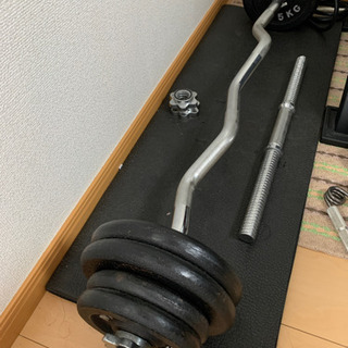 ダンベル　バーベル　シャフト　プレート115kg分　シャフト4本　EZバーの画像