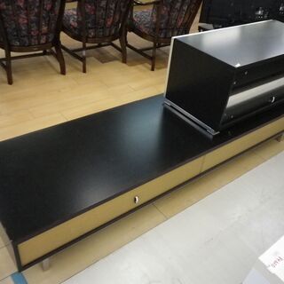 ボーコンセプト 幅218×奥行60×高さ30～71cm 黒 ブラック テレビ台 ローボード 棚 収納 ウッド 木製 サイドボード シック モダン コンテンポラリー 札幌 厚別店の画像