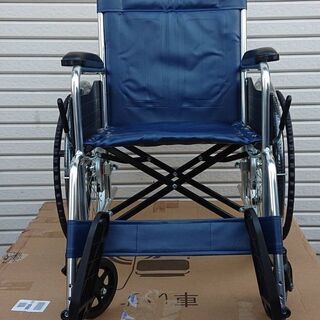 【未使用】マキテック 車いす EW-20 紺 ビニールレザータイプの画像
