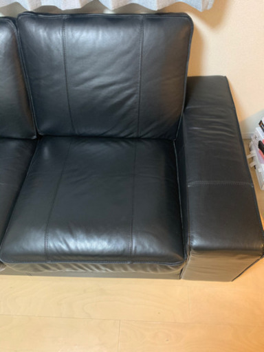 IKEA レザーソファー kivik 黒レザー