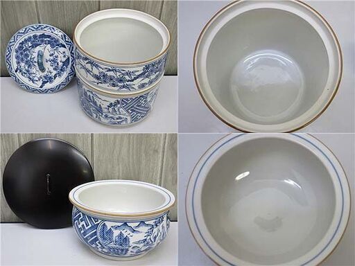 ss2308 西尾瑞豊作 染付祥瑞 皆具 4点セット 茶道具 水指 杓