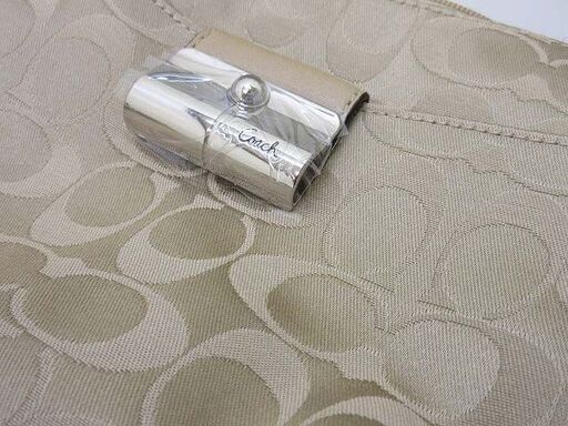 ss2310　コーチ　ハンドバッグ　43740　SV/Khaki　カーキ　COACH　ベージュ　キャンバス　コンパクト　鞄　かばん