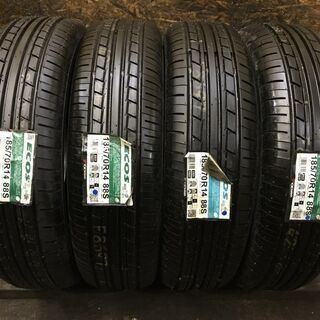 新品 YOKOHAMA ECOS ES31 185/70R14 14インチ 夏タイヤ 4本 ノート カローラフィールダー フリード等　(MTE73) クレジットカード QR決済可能