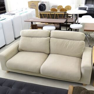 北海道/千歳市 無印良品 2Pワイドソファ 2人掛けソファ ベー...
