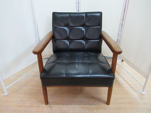 JKN2191/リビングソファ/1人掛け/1シーター/ブラック/ウォールナット/Kチェア/カリモク60/中古品/