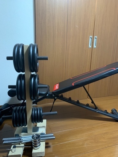 値下げ　ダンベル30kg×2、トレーニングベンチ