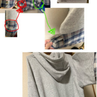 H＆M 重ね着風チェック柄シャツ フード付き