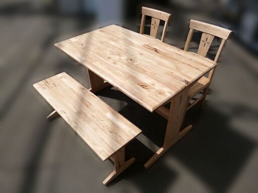 【自社配送は札幌市内限定】アーバンホーム ダイニング4点セット テーブル+ベンチ+チェア2脚 ナチュラル系 中古美品【USED】