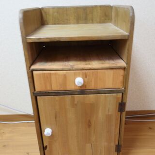 電話台 収納キャビネット ハンドメイド 天然木 アンティーク 幅...