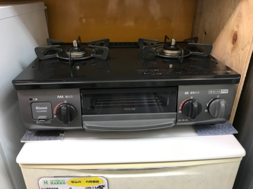 【リサイクルショップ八光　安心の3か月保証　配達・設置OK】リンナイ KG34NBKL/13A [ガステーブル 56cm幅 ブラック 左強火力 都市ガス用]