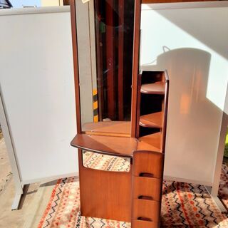 ドレッサー 鈴木木工家具 オウル ウェンジ 大収納 レトロ照明、...