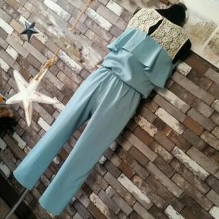 ノースリーブ　レース　青緑の画像