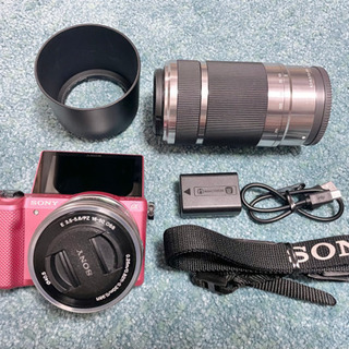 【美品】ソニー SONY α5000 ダブルズームレンズ ピンク...