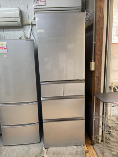 【リサイクルサービス八光　田上店　安心の1か月保証　旧鹿児島市内配達・設置無料】AQUA アクア AQR-SD42D(S) [冷蔵庫 （415L・右開き） 5ドア ブライトシルバー]