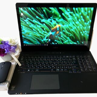 ４世代Core i7＋HDD1TBで高速起動！メモリ8GB/Windows10/タッチパネル/ブルーレイ/カメラ内蔵/LibreOffice/新品無線マウス/富士通　AH77/S